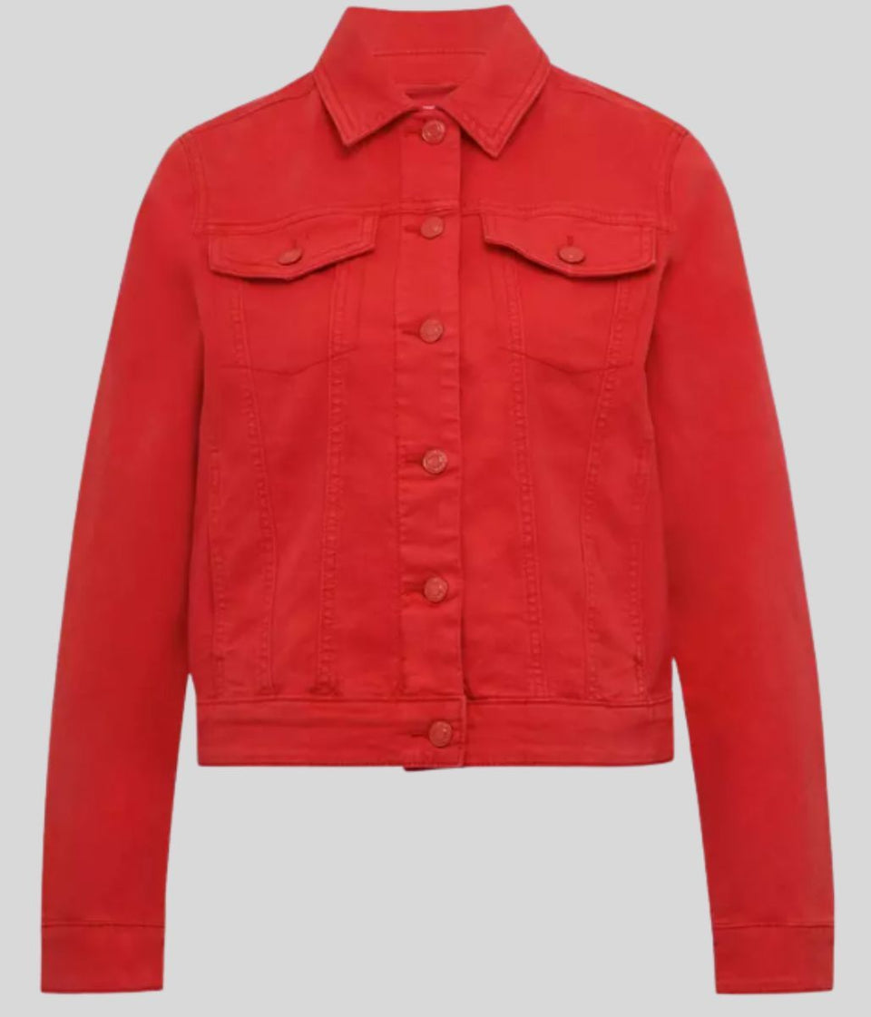 Red Stretchy Denim Jacket