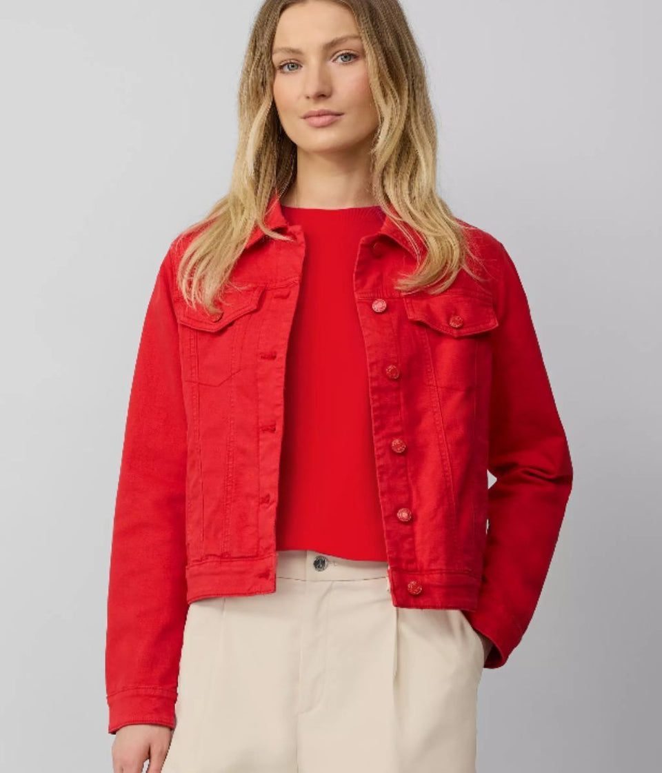 Red Stretchy Denim Jacket
