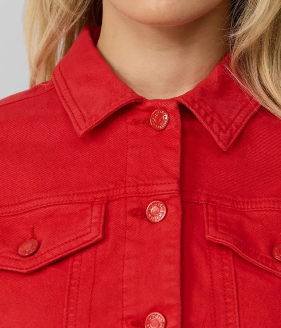 Red Stretchy Denim Jacket