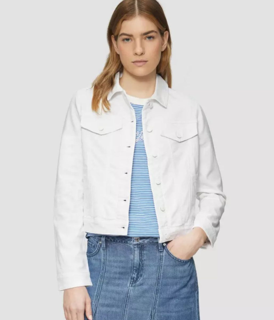 White Stretchy Denim Jacket