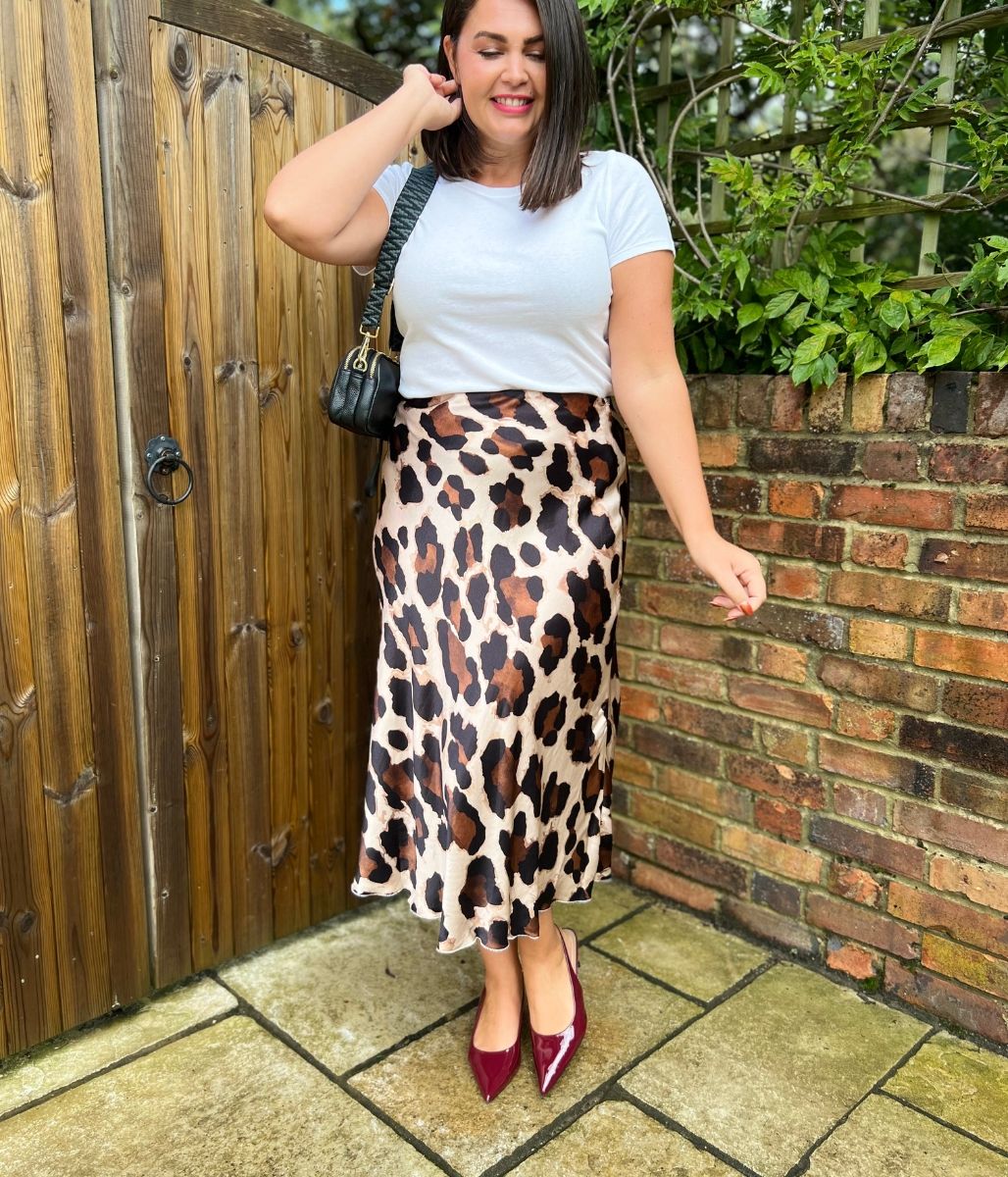 Midi leopard print skirt plus size best sale