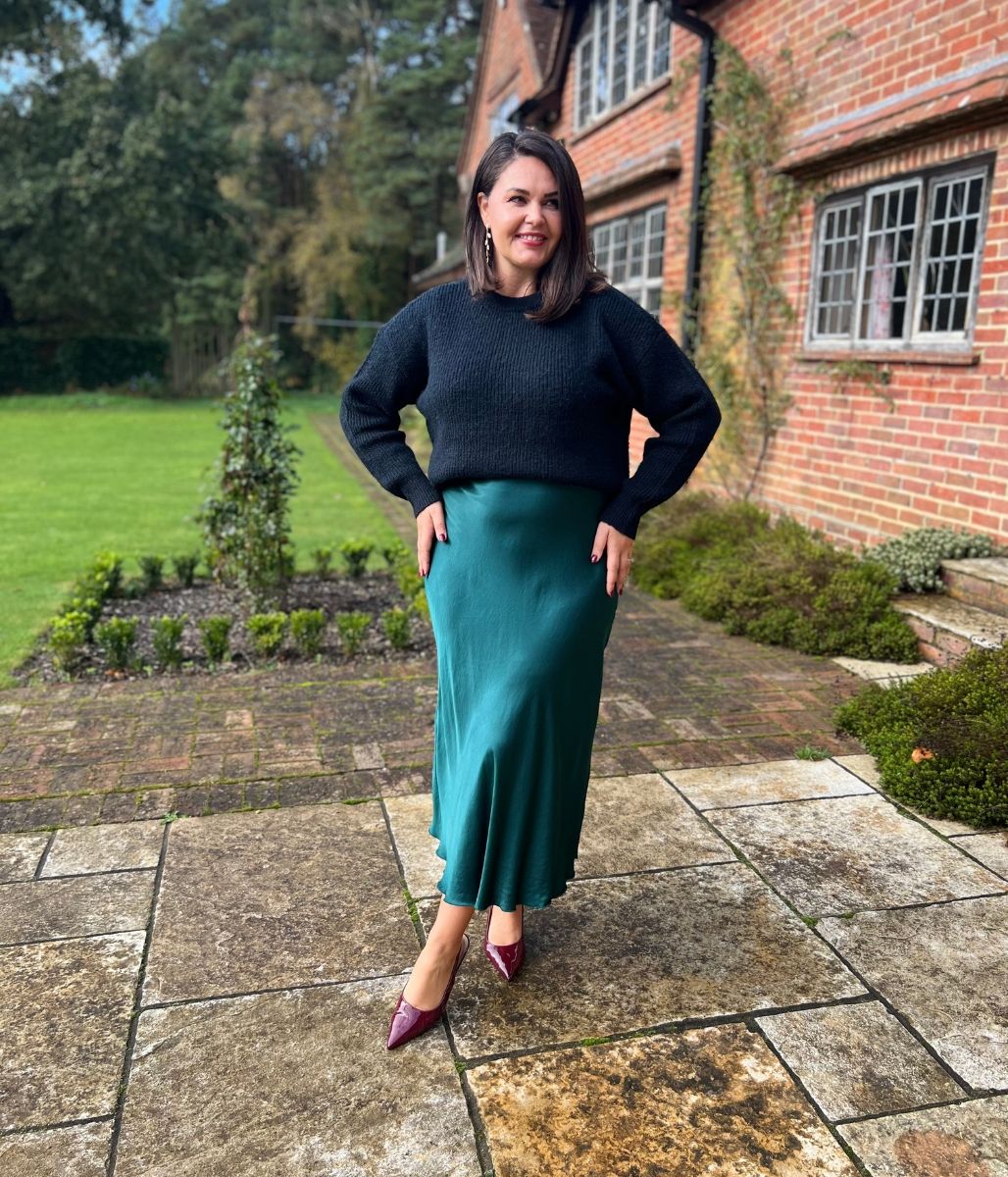 Emerald Green Mid Length Skirt Pleated Skirt Emerald Green Green