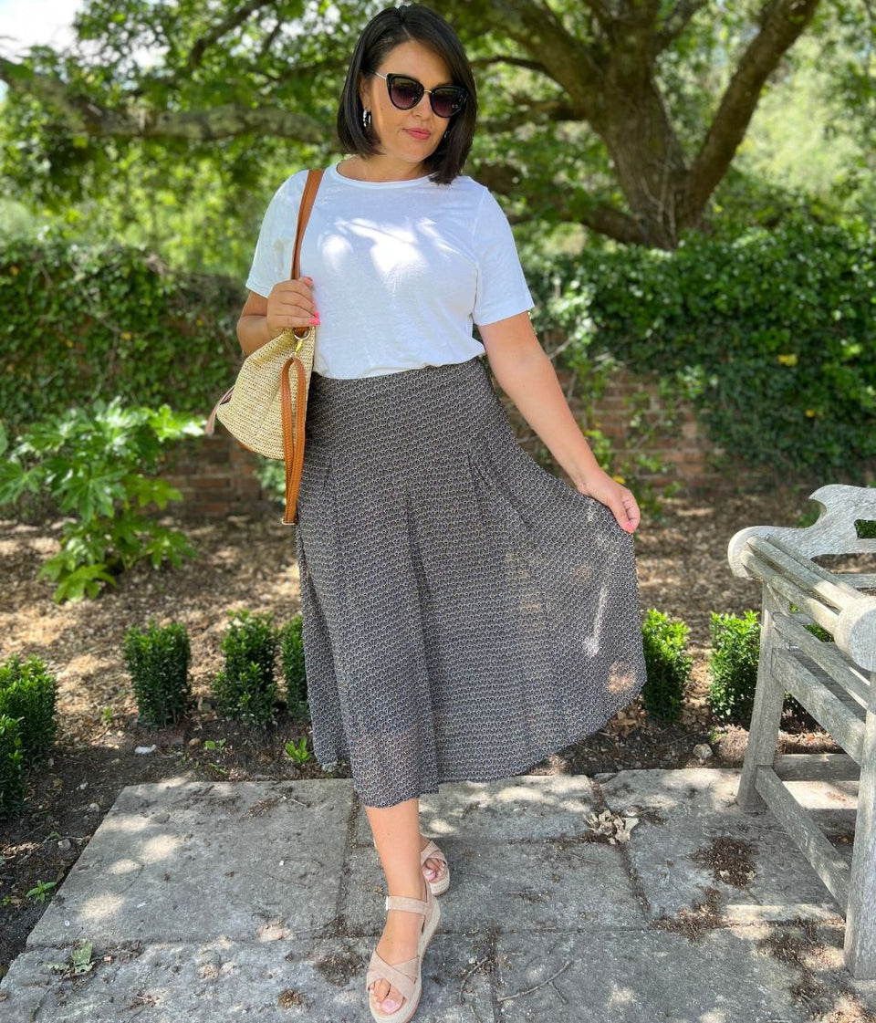 Black Printed Amaya Skirt