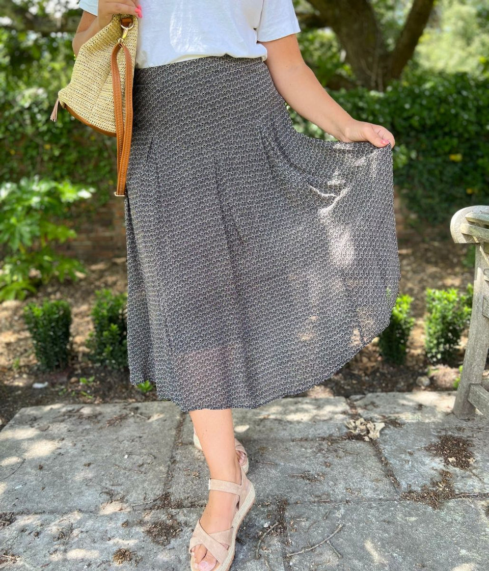 Black Printed Amaya Skirt
