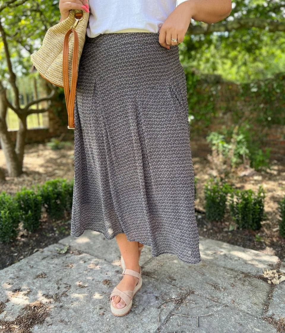 Black Printed Amaya Skirt