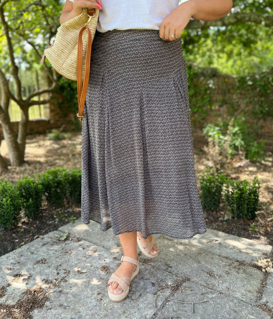 Black Printed Amaya Skirt