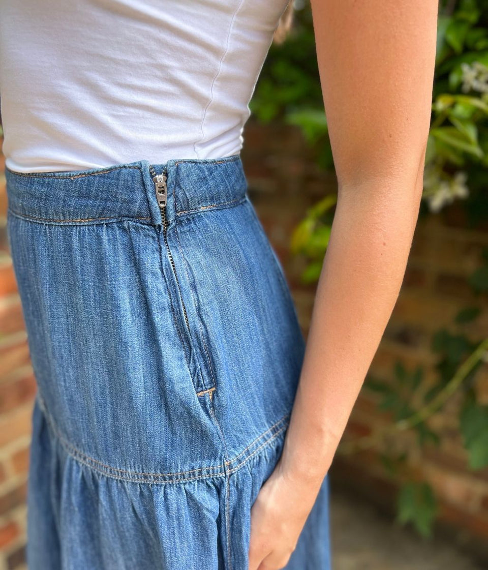 Denim Seam Detail Skirt