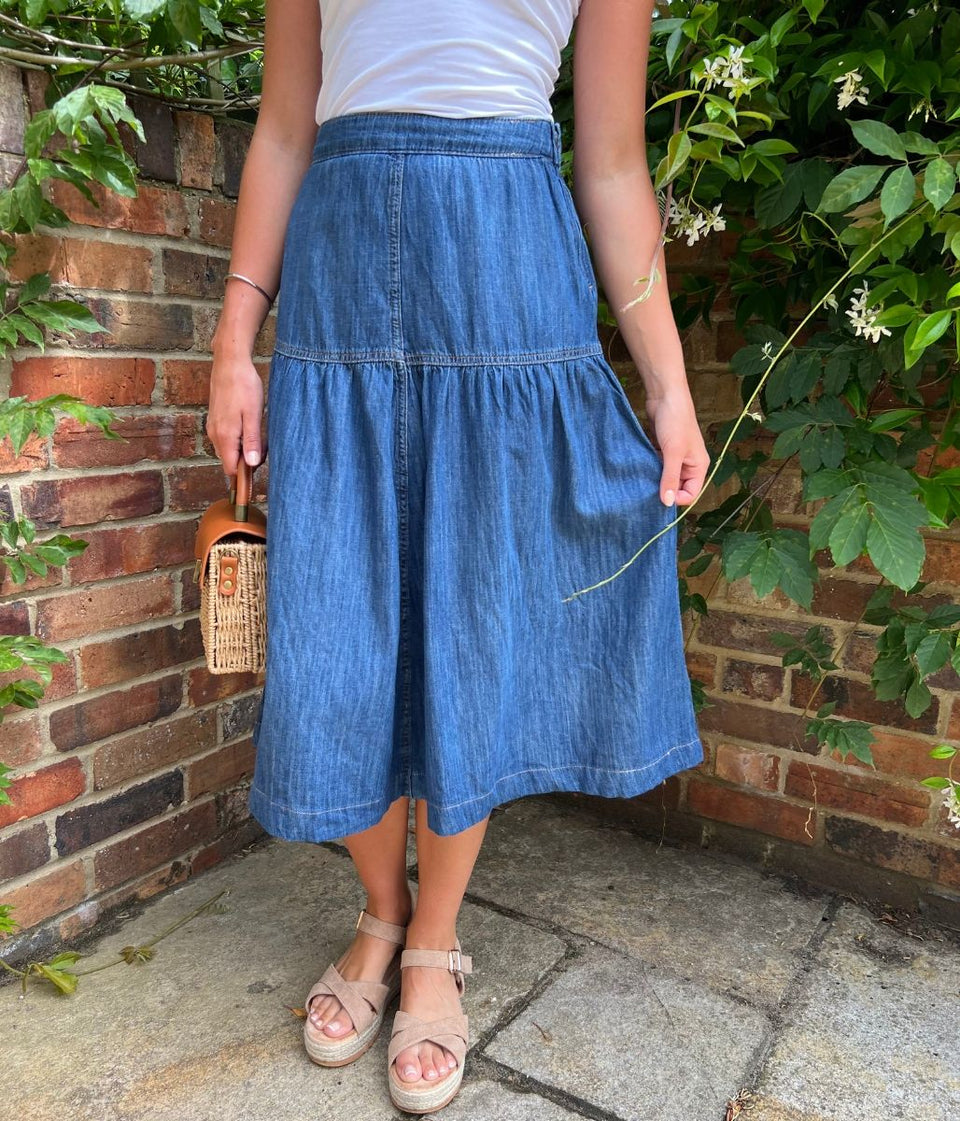 Denim Seam Detail Skirt