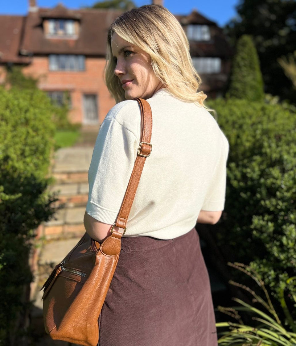 Chocolate Brown Cord Cargo Midi Skirt