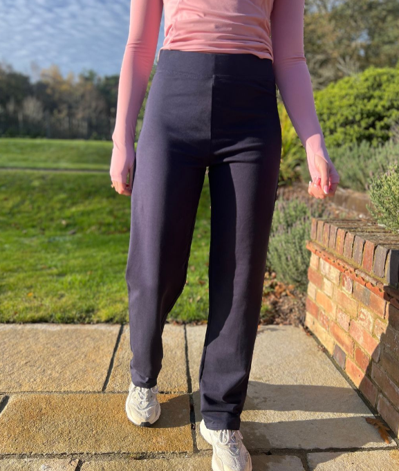 Navy Jersey Straight Leg Trousers