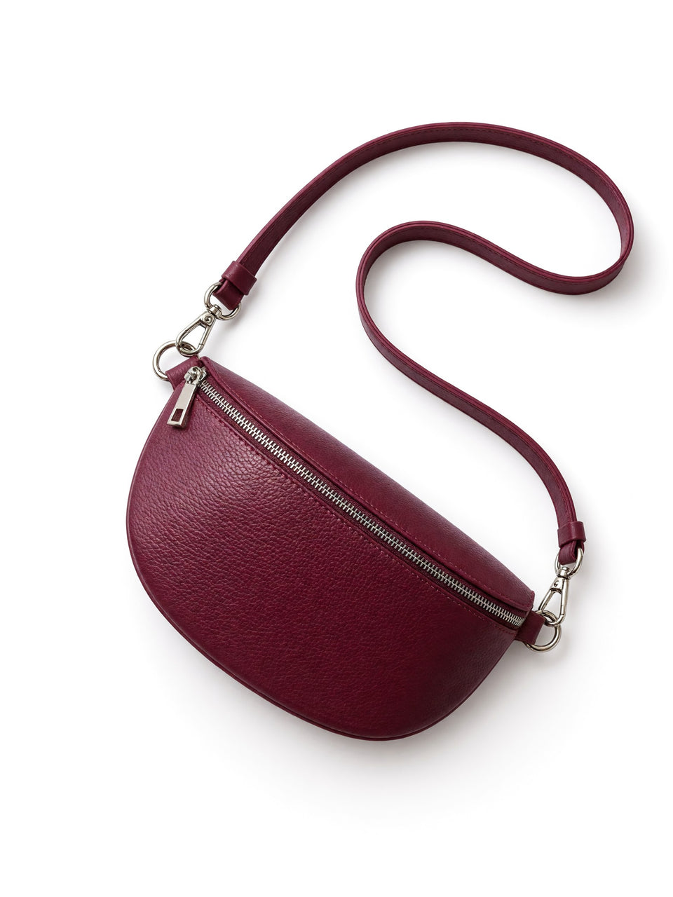 Burgundy Leather Sling Crossbody Bag