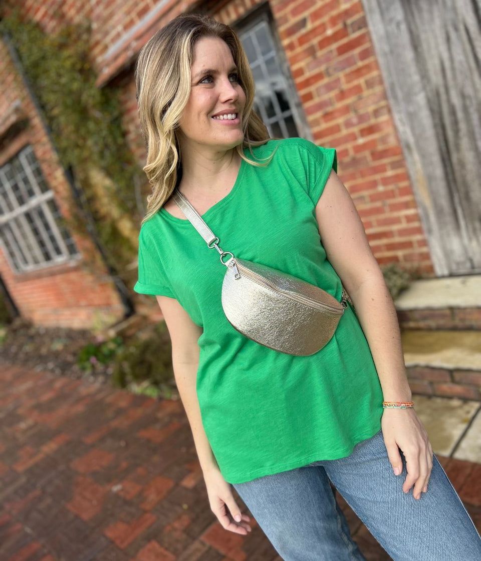 Green Essential Cap Sleeve Tee