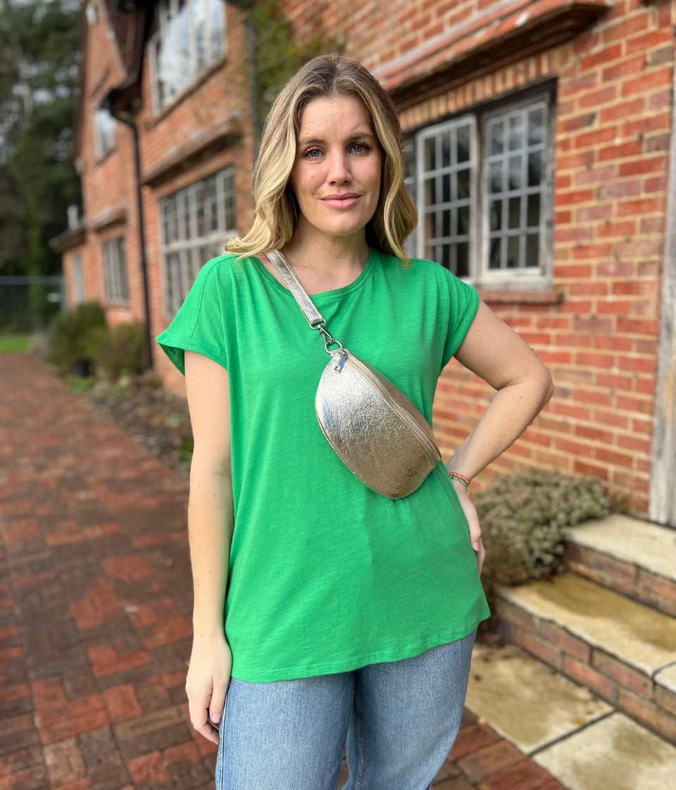 Green Essential Cap Sleeve Tee