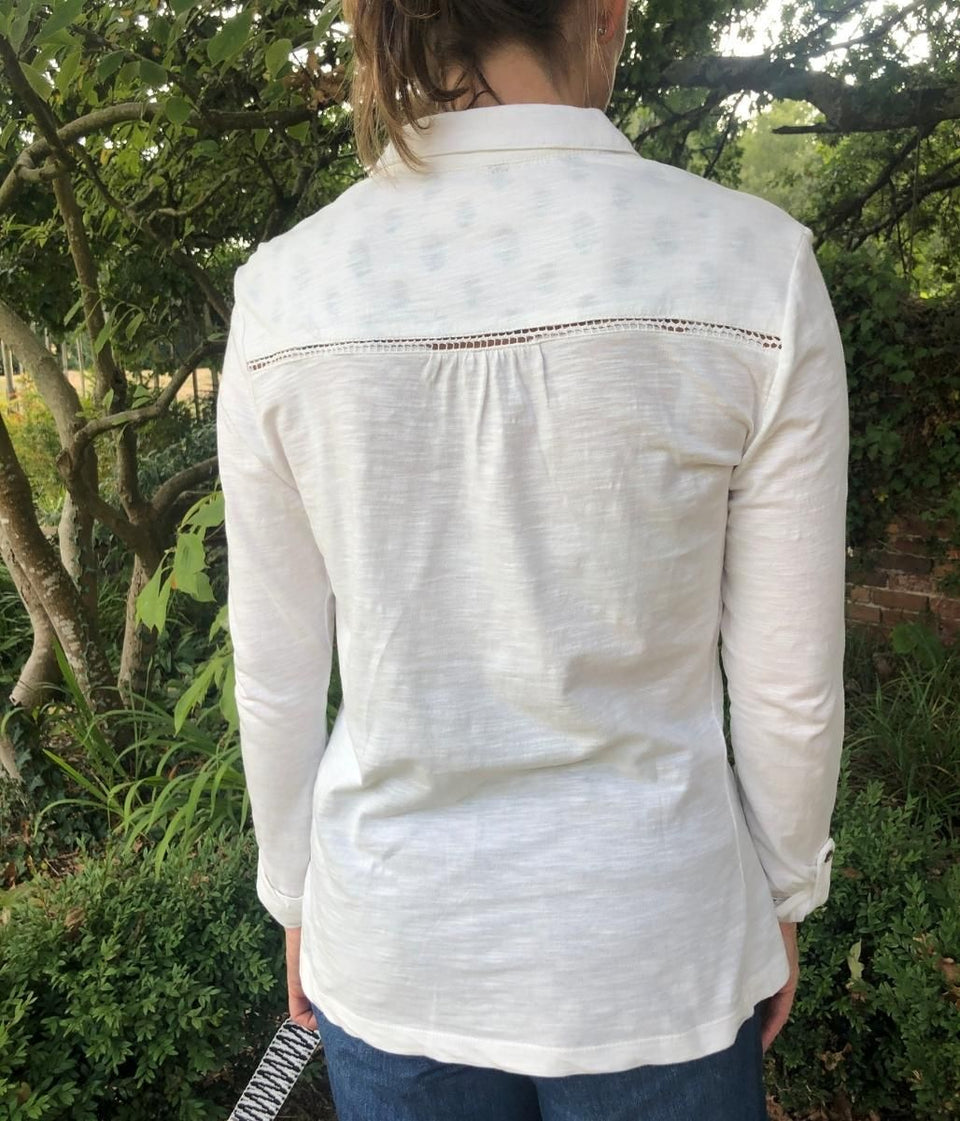 Ivory Crochet Trim Shirt