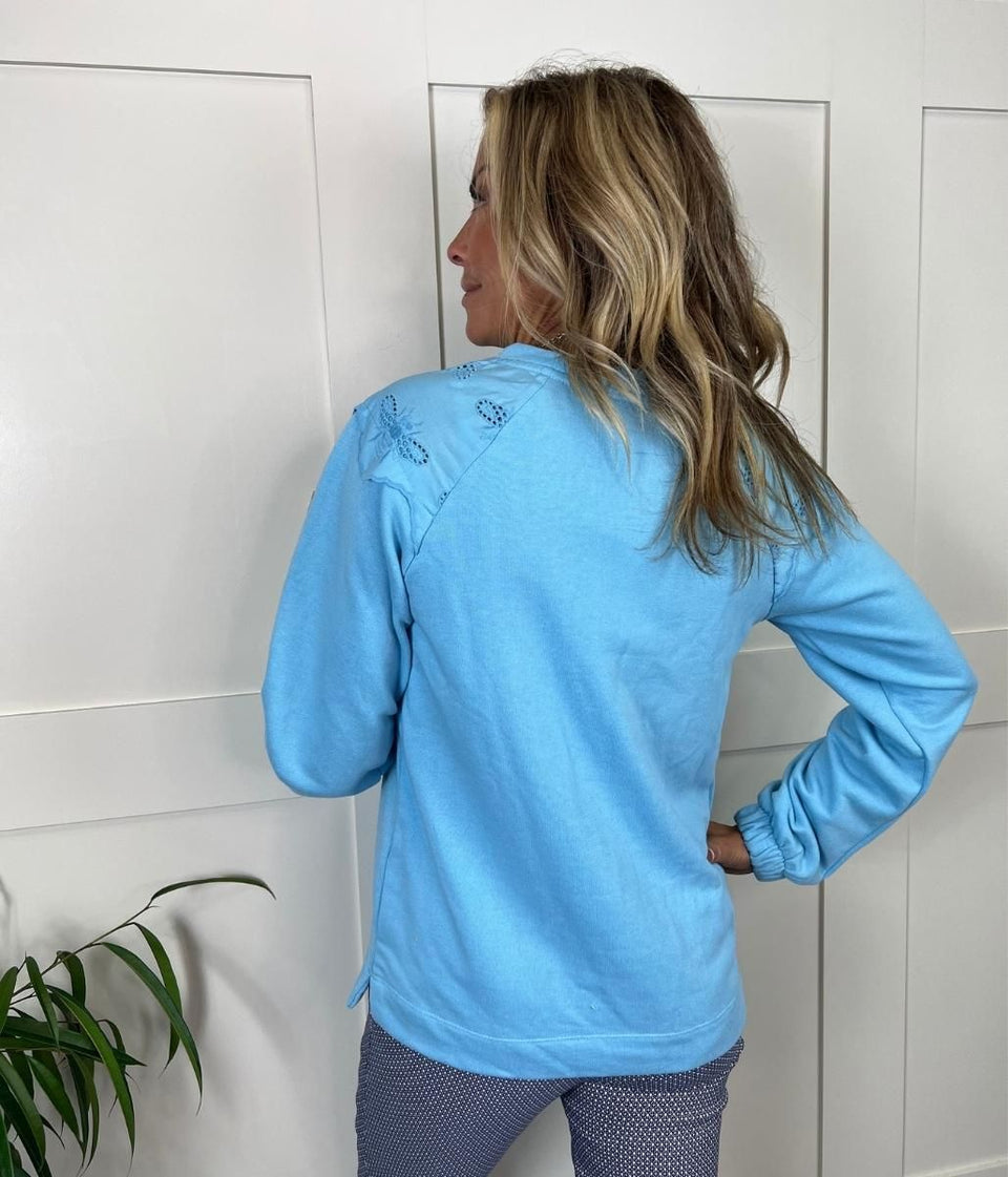 Blue Brinley Bee Broderie Sweatshirt