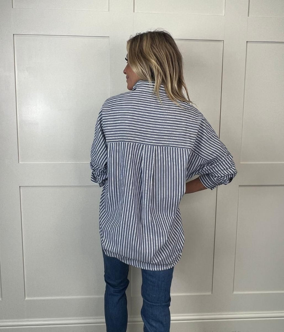 Navy Striped Rhodes Popover Shirt