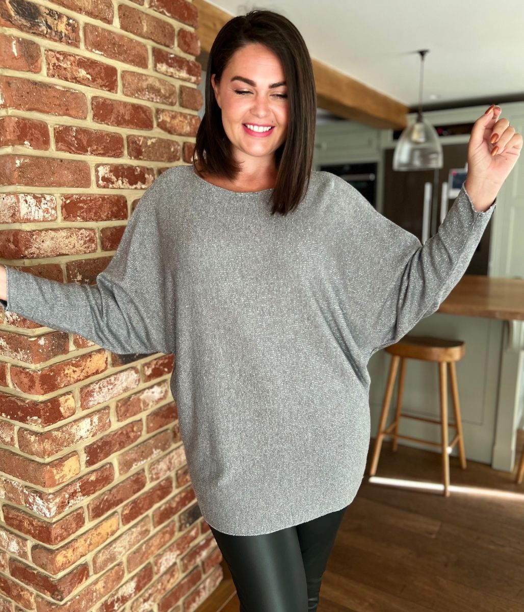 Metallic silver jumper best sale