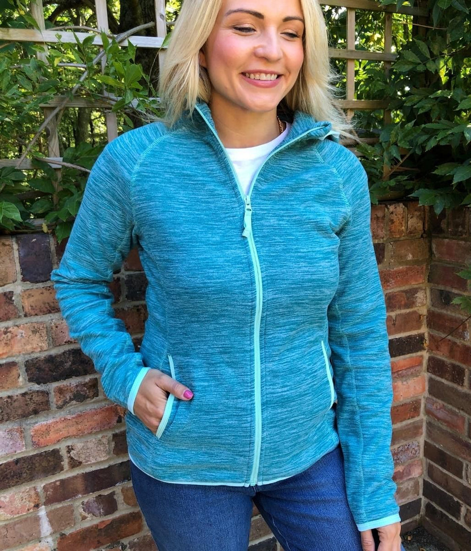 Teal Lleyn Melange Hooded Fleece