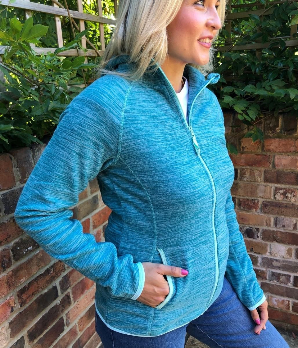 Teal Lleyn Melange Hooded Fleece