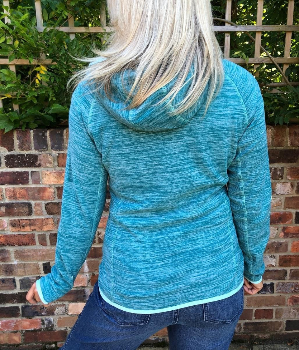 Teal Lleyn Melange Hooded Fleece