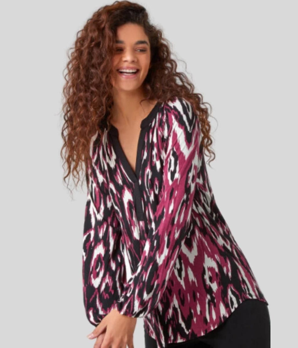 Burgundy Print Tunic Top