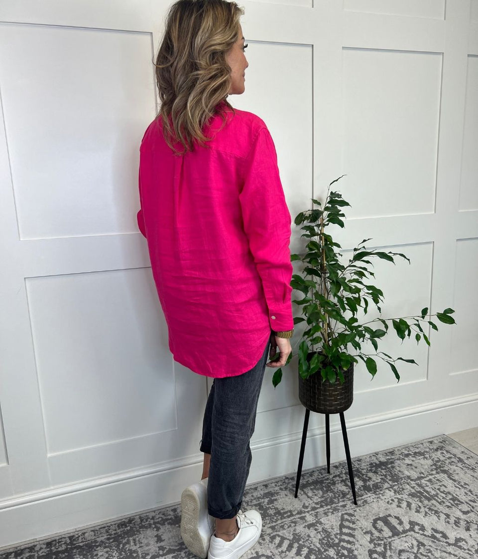 Pink Pure Linen Oversized Shirt