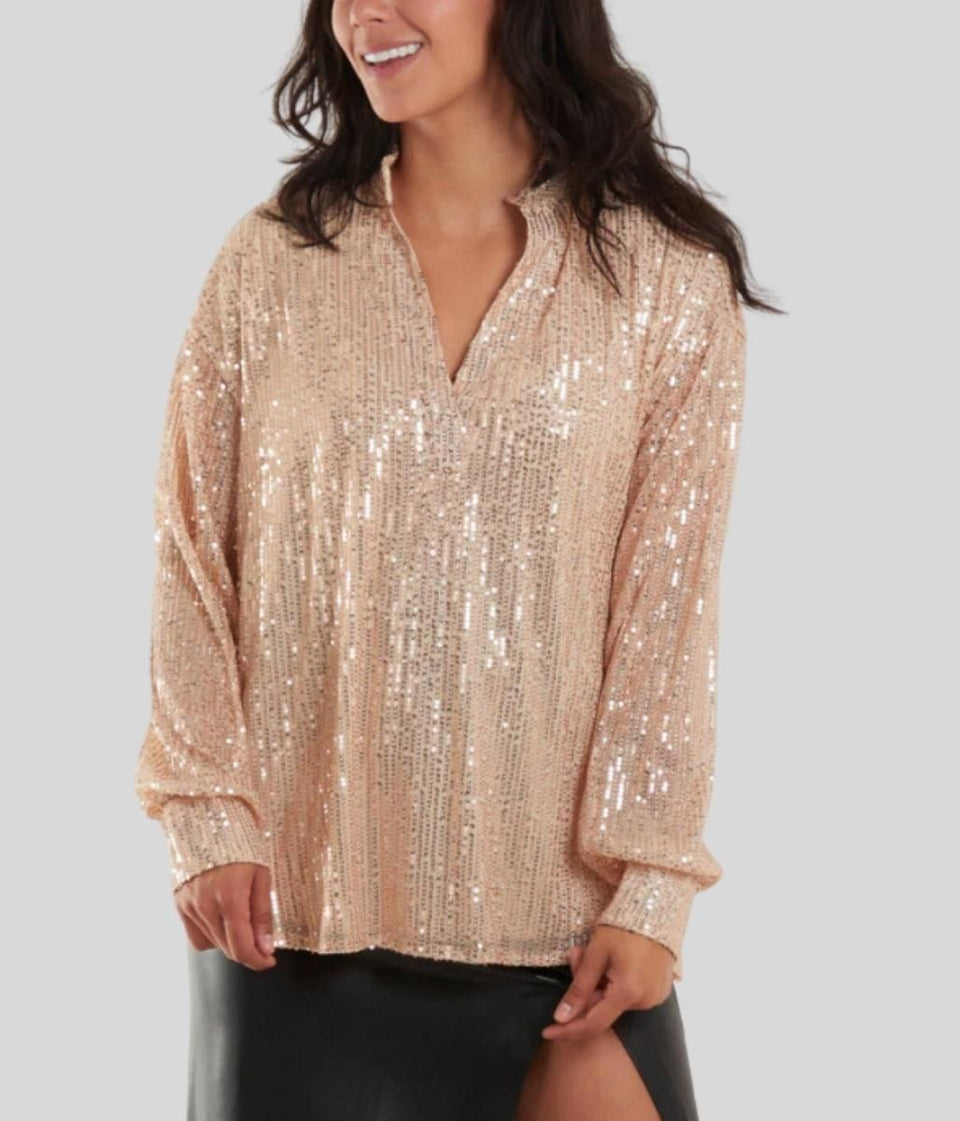 Rose Gold Sequined Sparkle Shirt