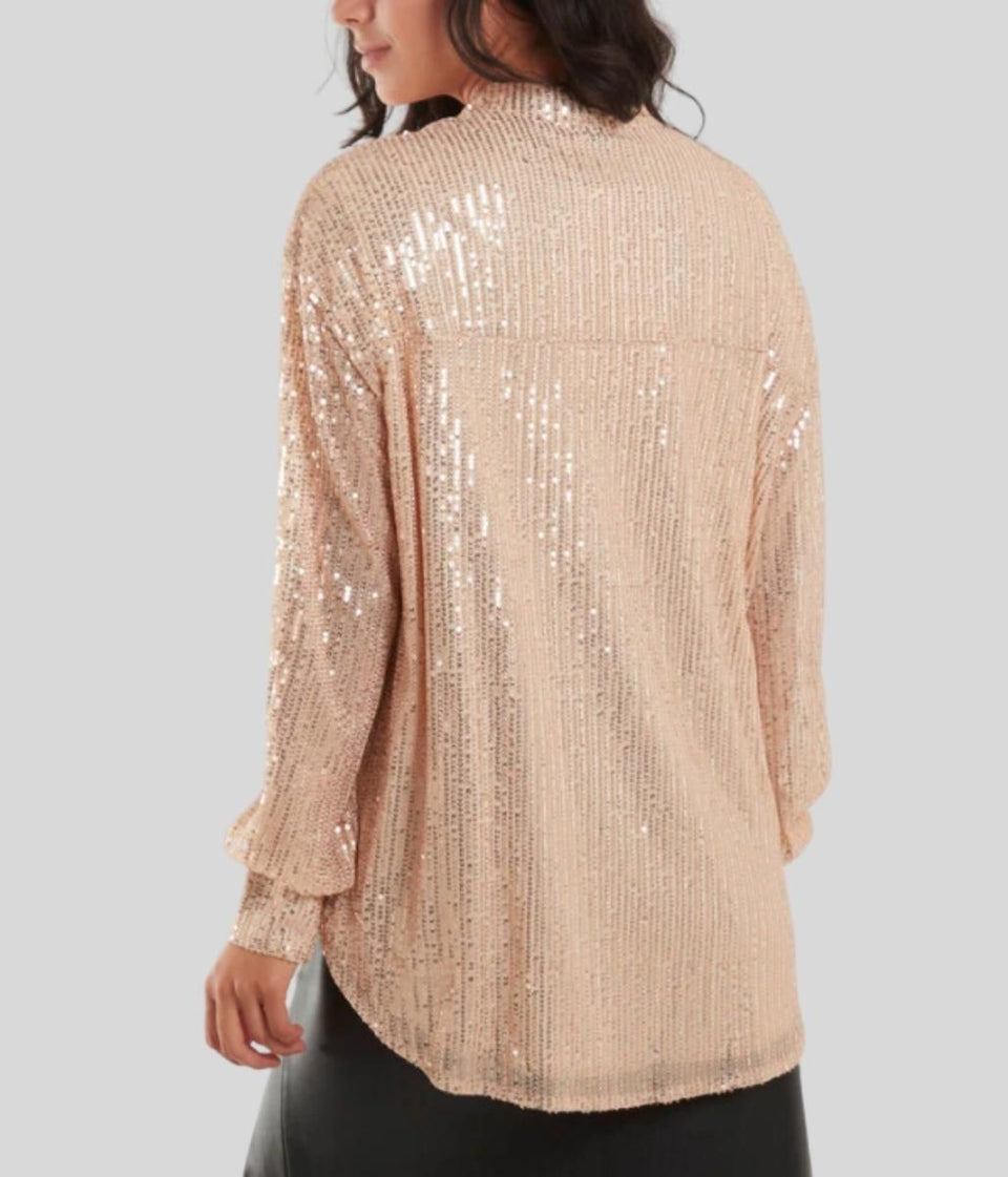 Rose Gold Sequined Sparkle Shirt