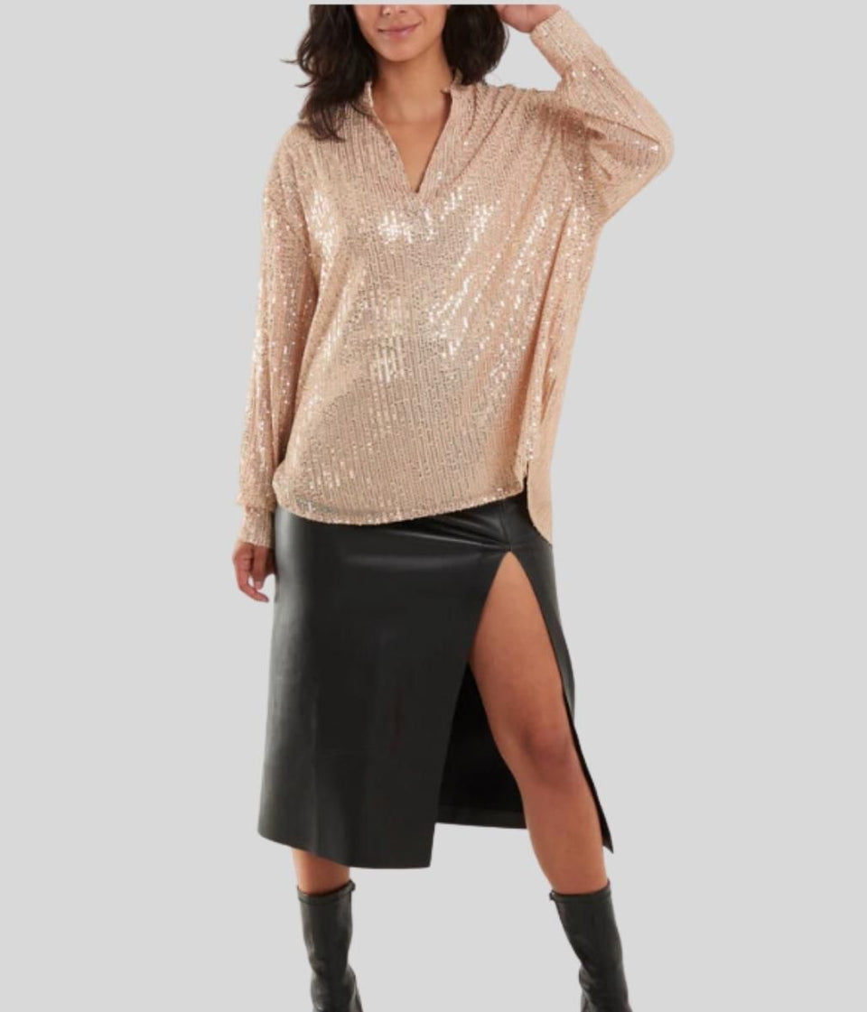 Rose Gold Sequined Sparkle Shirt