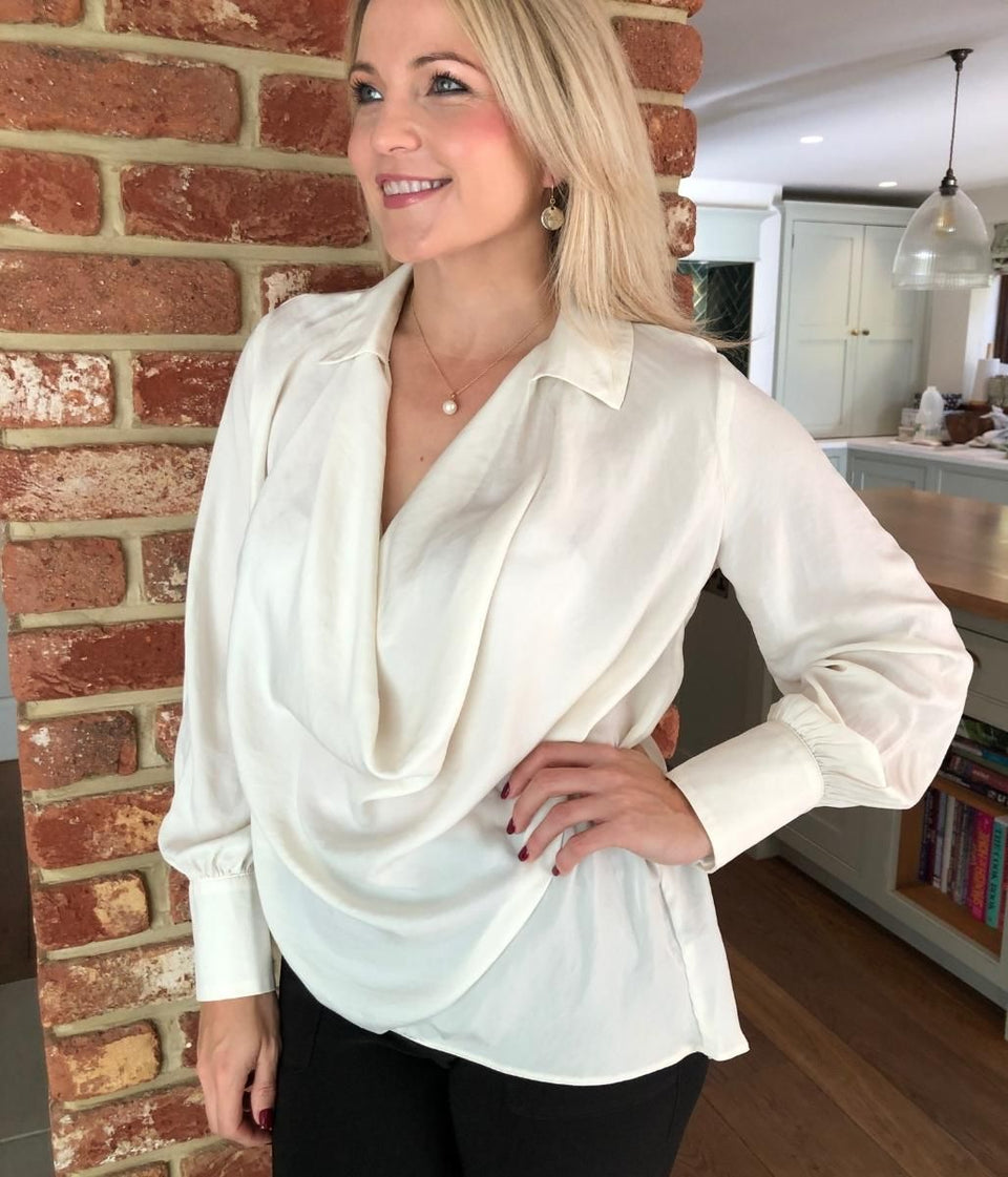 Ivory Cowl Neck Blouse