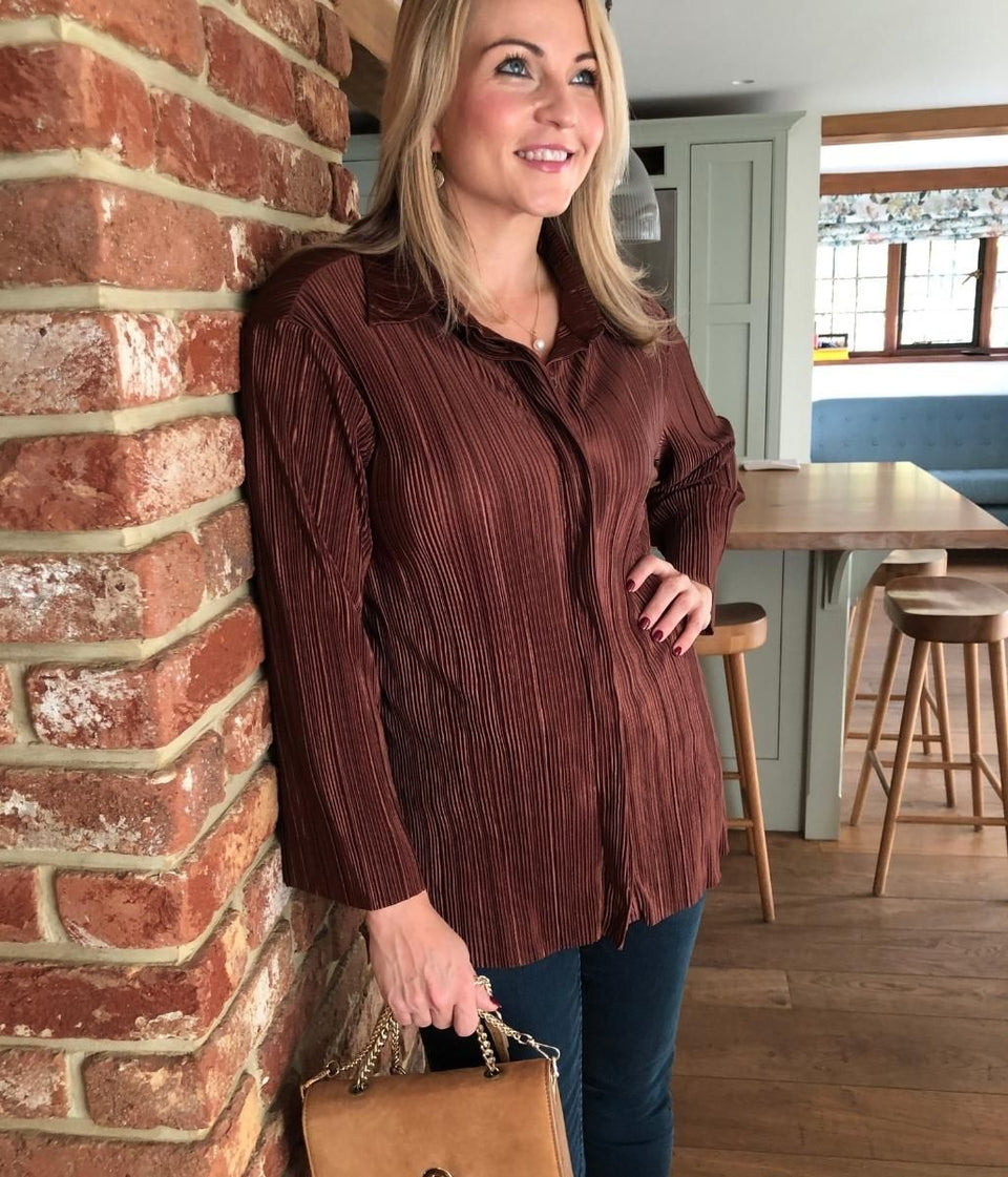 Luxe Longline Plisse Blouse