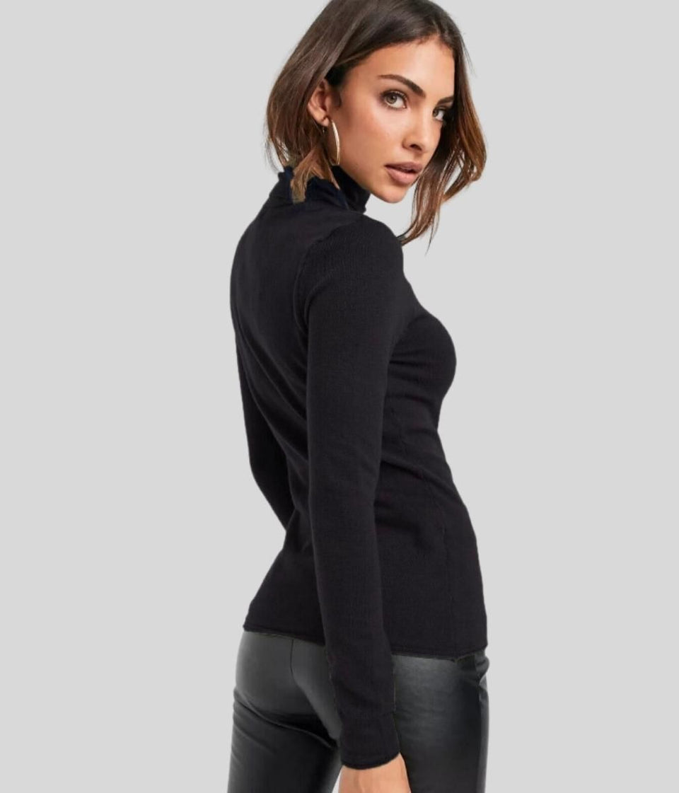 Black Fine Knit Roll Neck Jumper 6 8 Highstreet Outlet UK