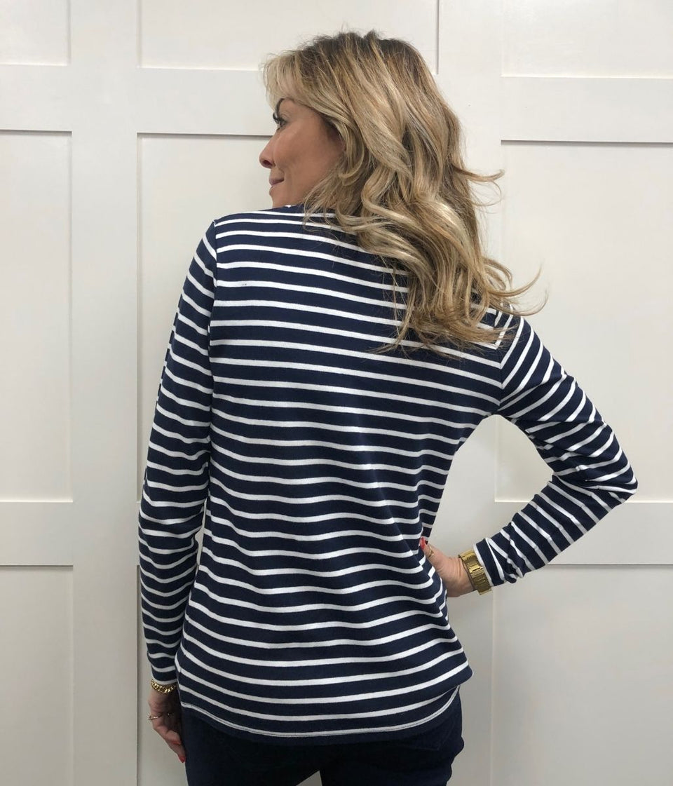 Navy Multi Stripe Top