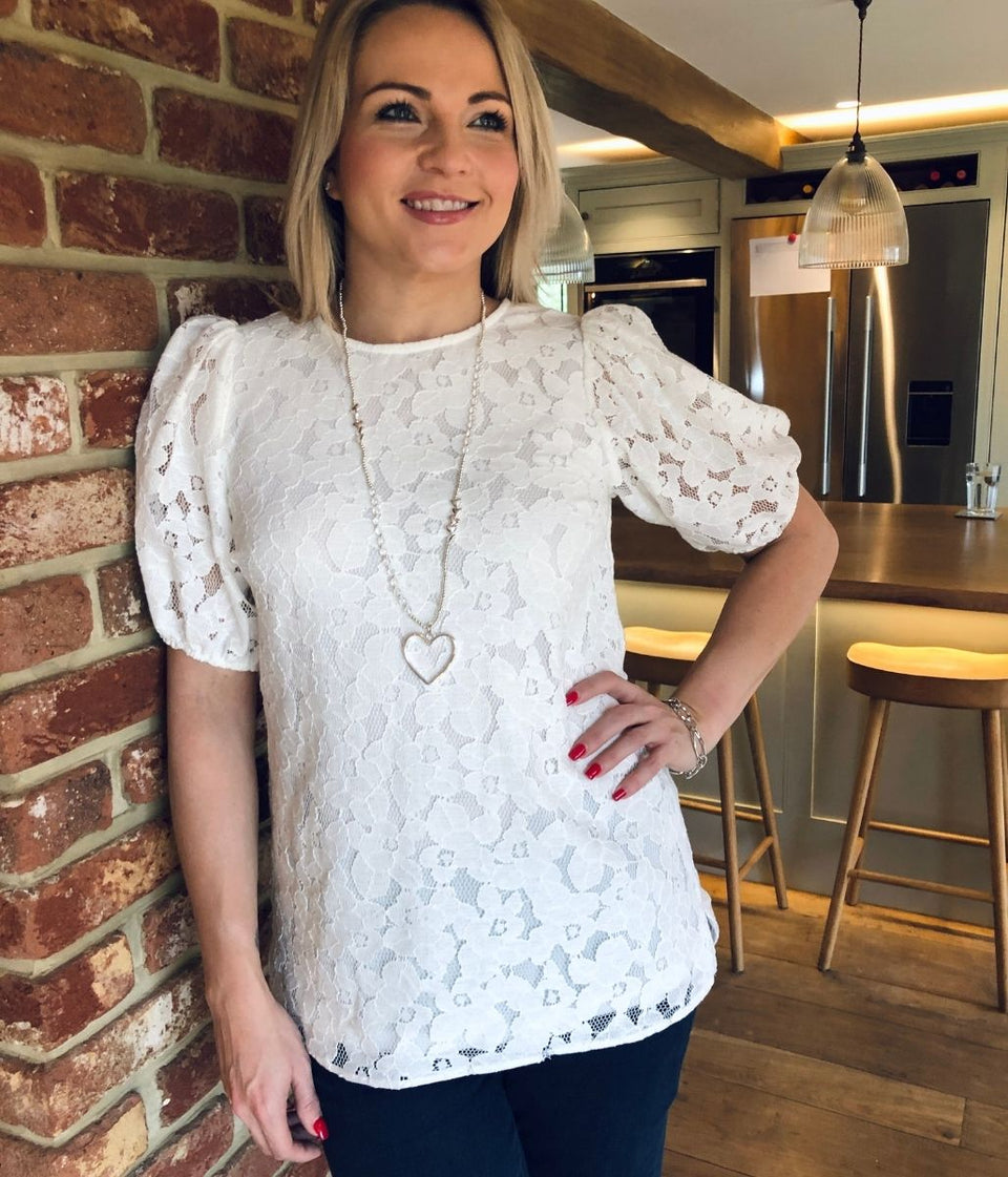 Ivory Lace Overlay Top