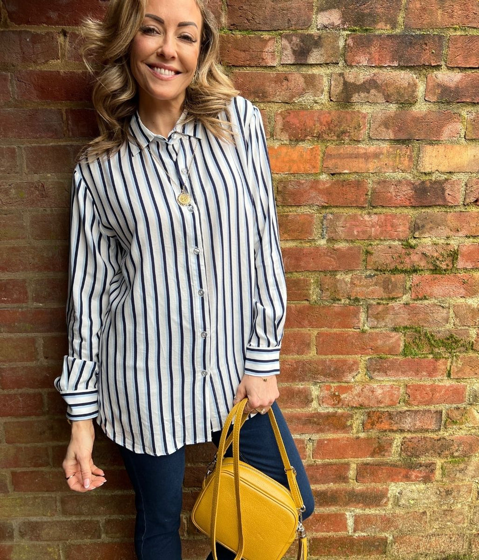 Blue Relaxed Striped Shirt