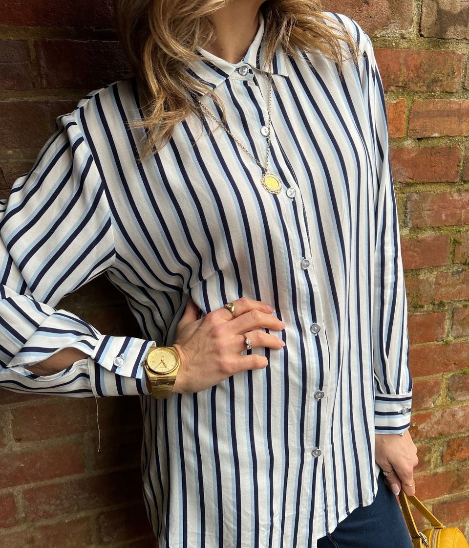 Blue Relaxed Striped Shirt