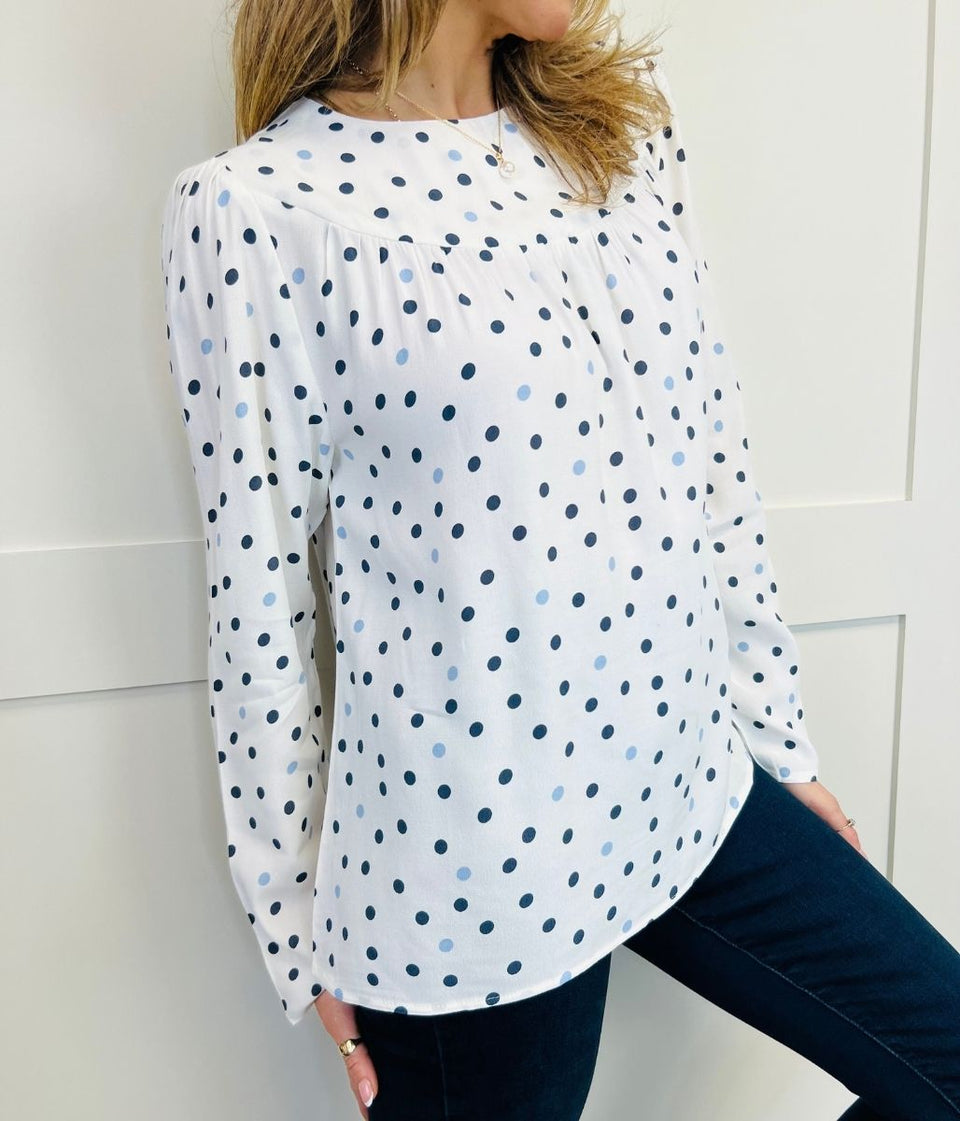 Ivory Spot Long Sleeve Top Size 20