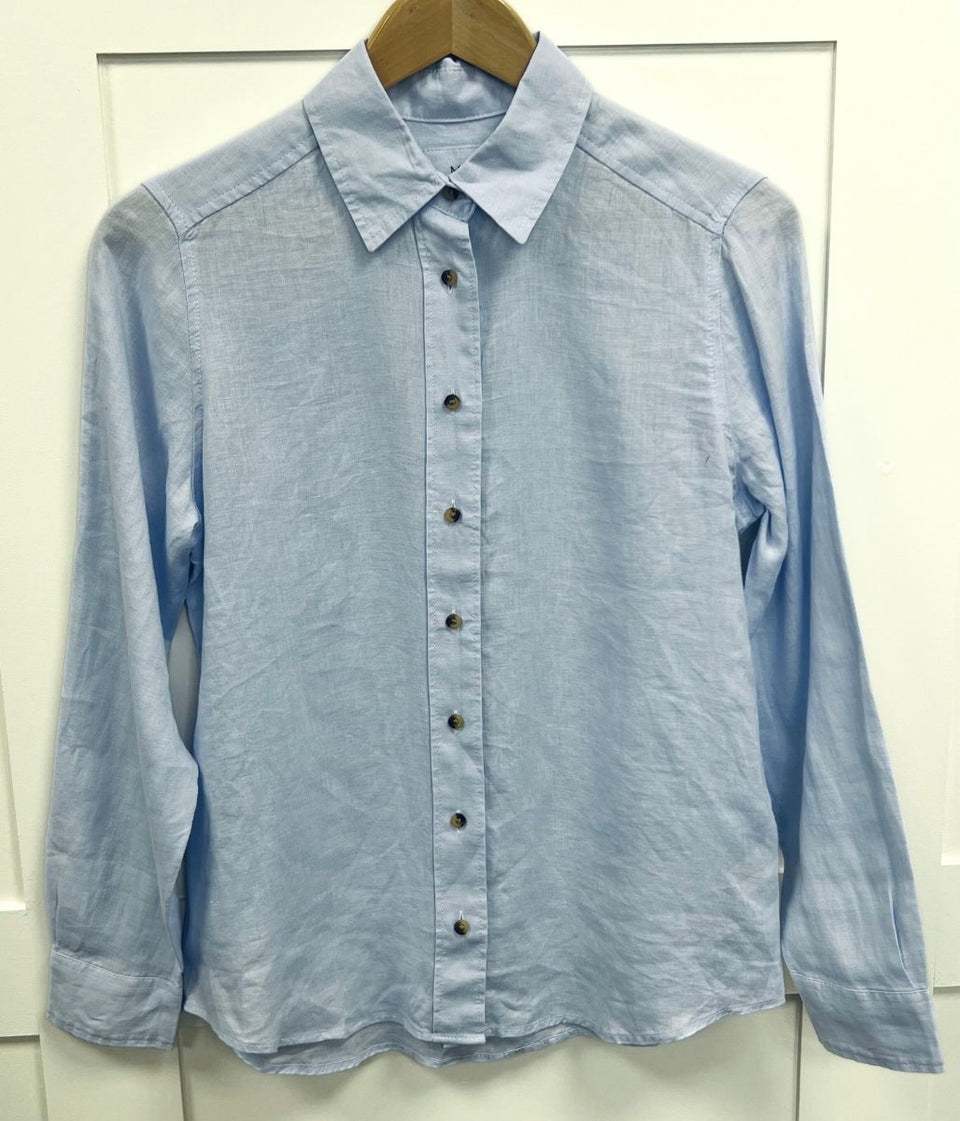 Light Blue Classic Pure Linen Shirt 8