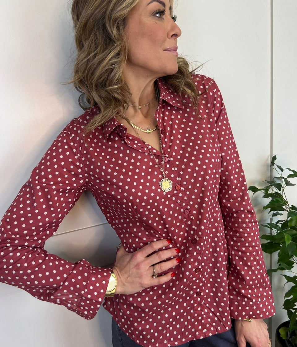 Red Spot Print Larissa Shirt