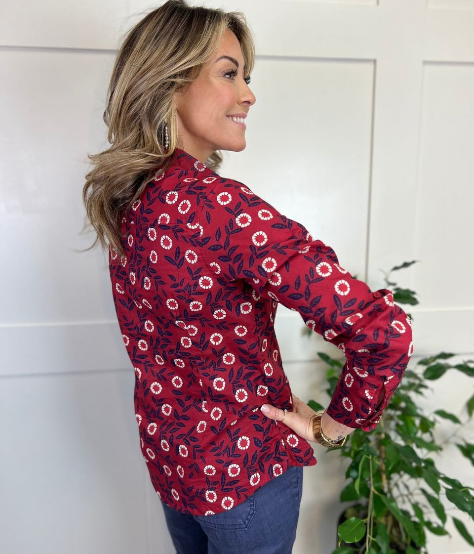 Ex Seasalt Red Dahlia Print Larissa Shirt