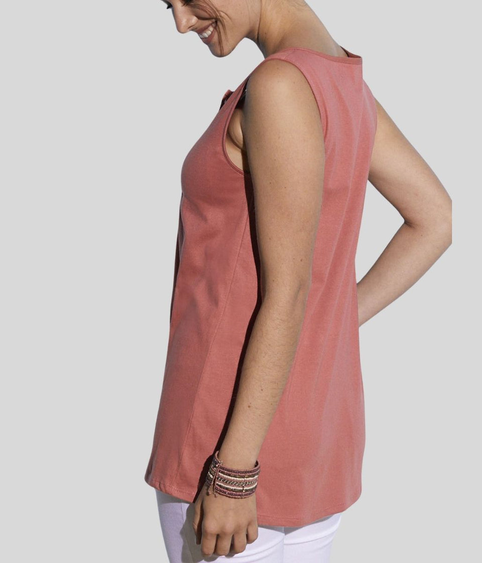 Pink Sleeveless Embroidered Top