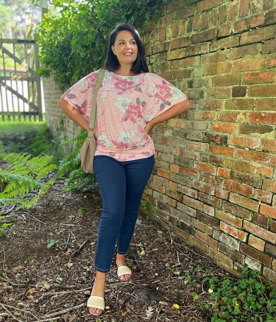 Pink Floral Gabbie Batwing Top