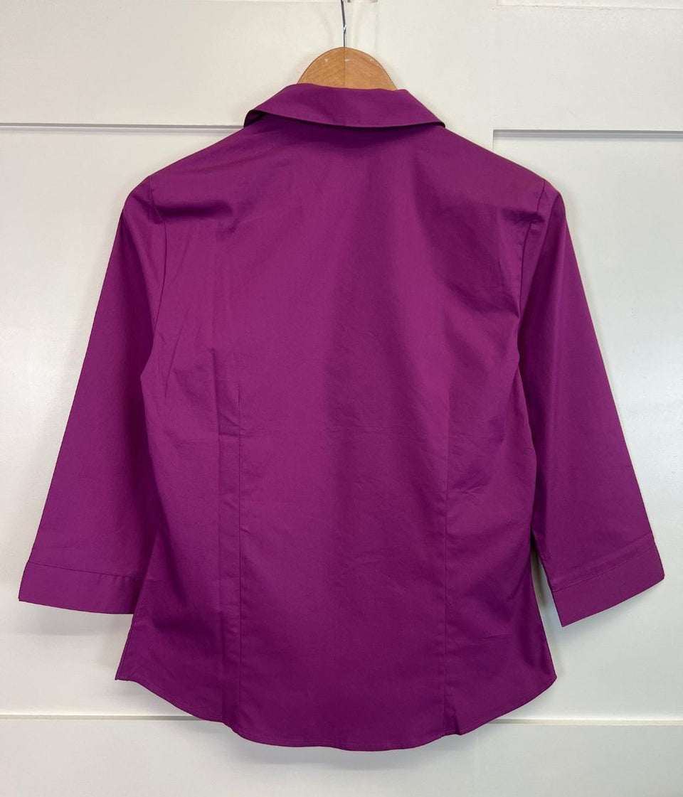 Purple Cotton Rich Fitted Shirt