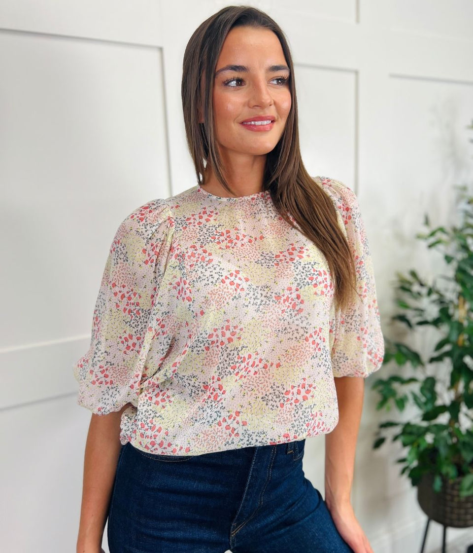 Ditsy Floral Puff Sleeve Blouse