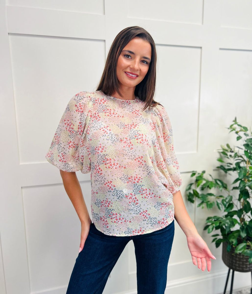 Ditsy Floral Puff Sleeve Blouse