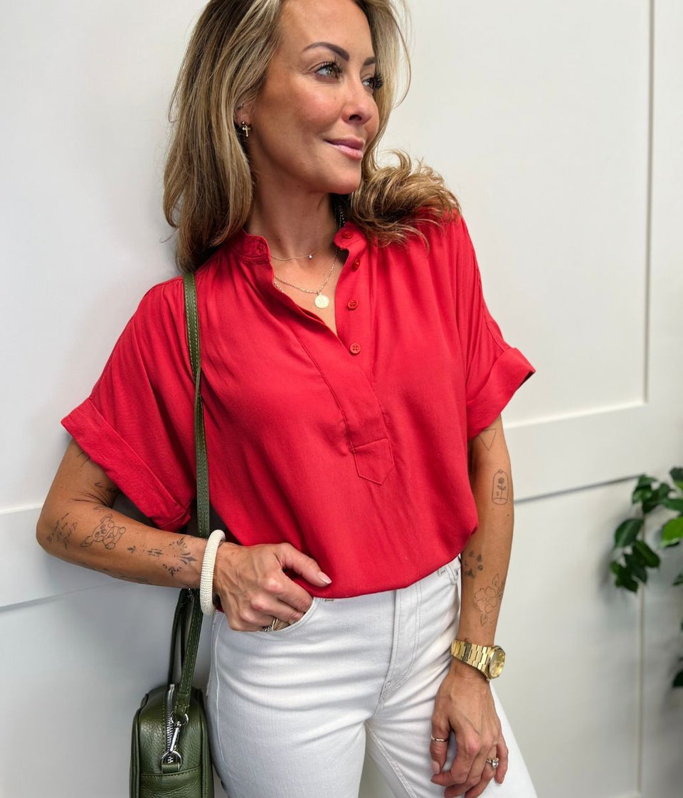 Anika Oversized Short Sleeve Blouse