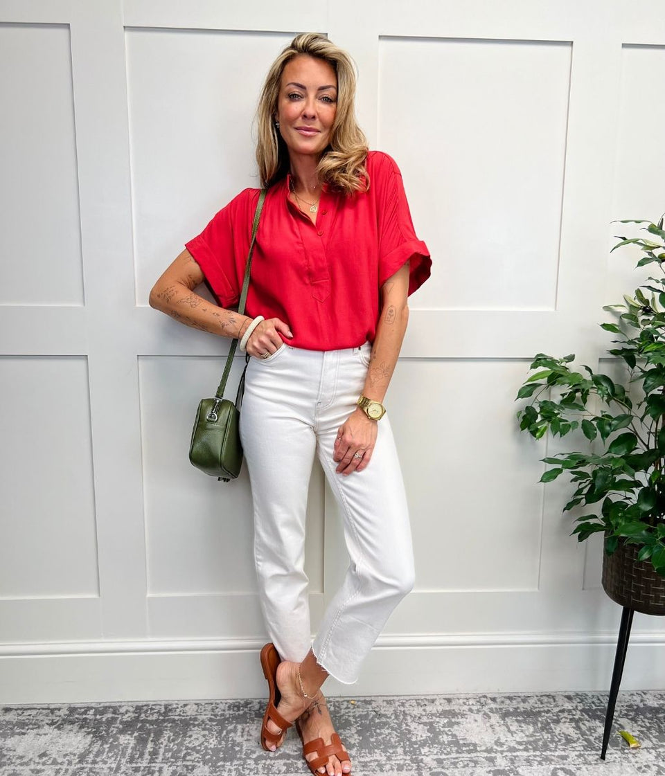 Anika Oversized Short Sleeve Blouse