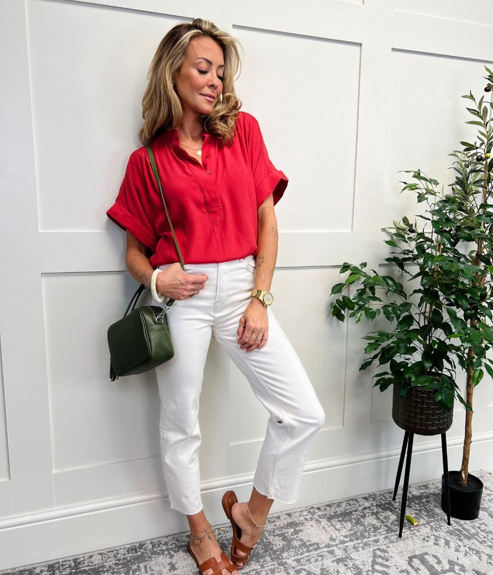 Anika Oversized Short Sleeve Blouse