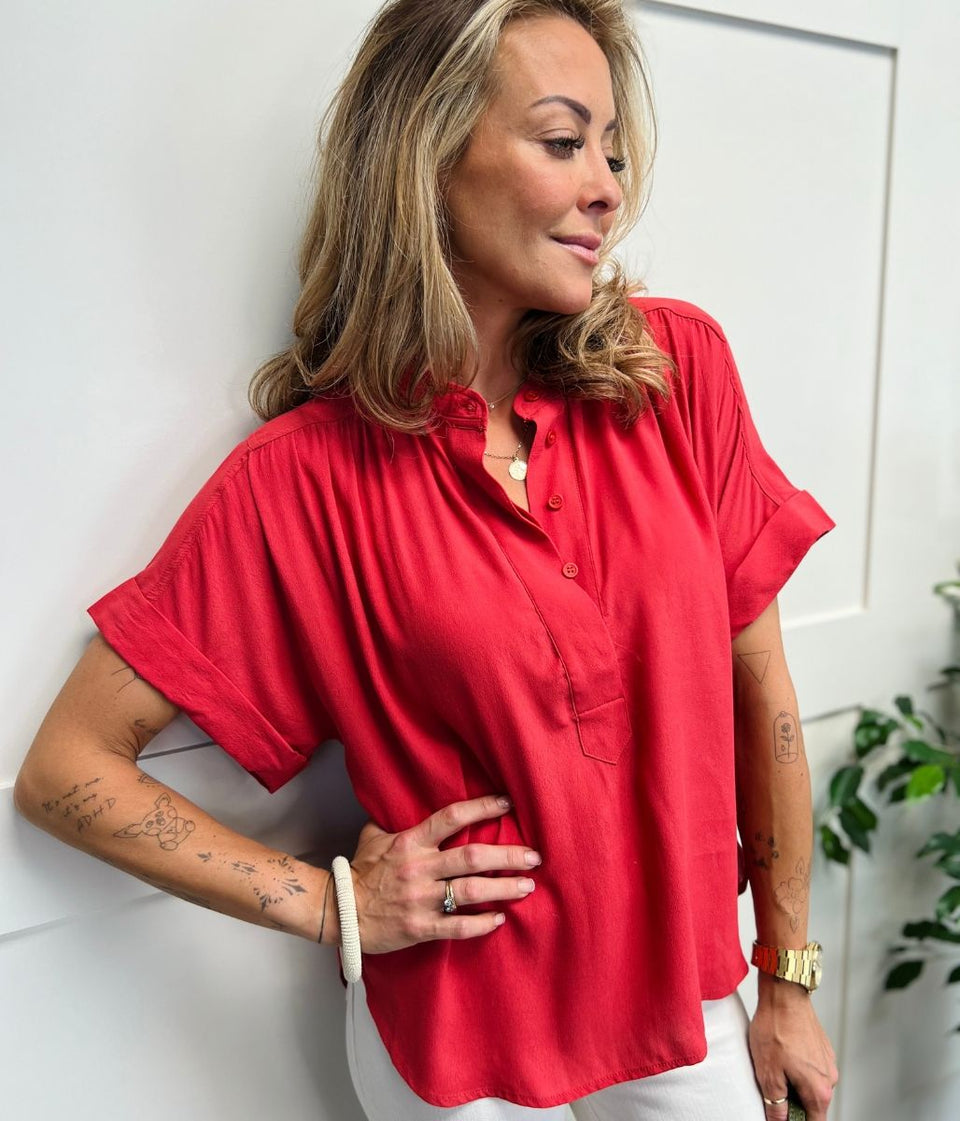 Anika Oversized Short Sleeve Blouse