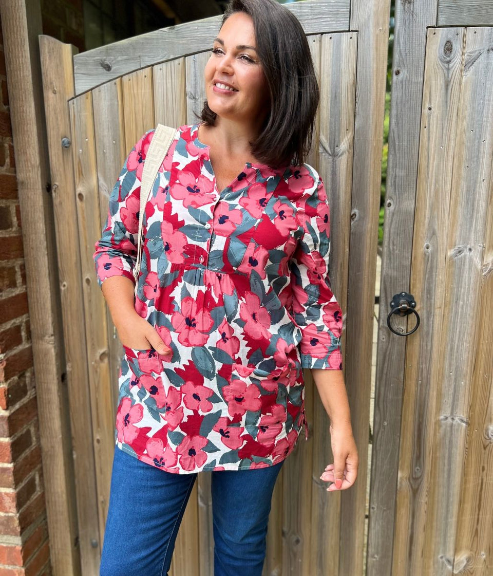 Ex Seasalt Pink Bloom Aventurier Cotton Tunic